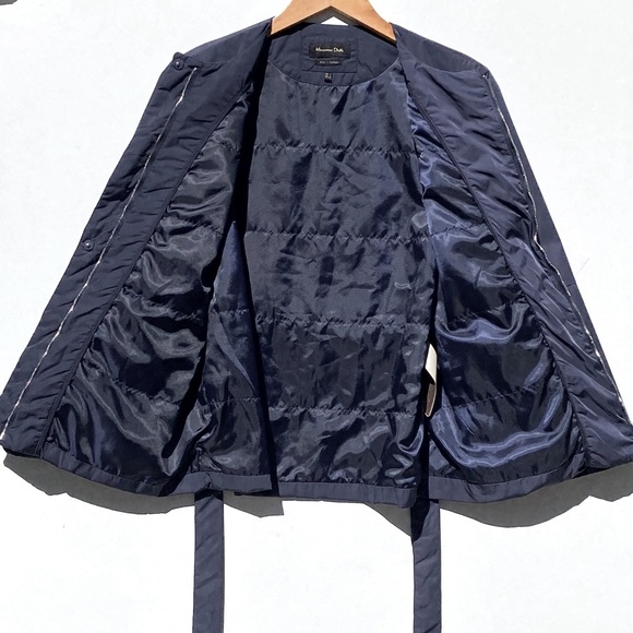 MASSIMO DUTTI Women’s Blue Belted Flared Sleeve Puffer Jacket Size Large - Picture 3 of 6